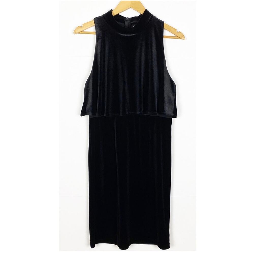 Gianni Bini Dress Size Large Velvet Midi Black Mesh Back